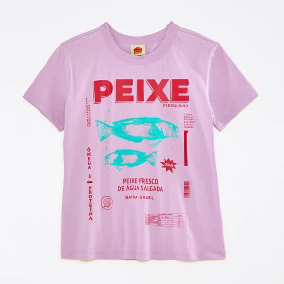 FARM Rio Lilac Peixe Fish Graphic T-Shirt - Picture 3 of 11
